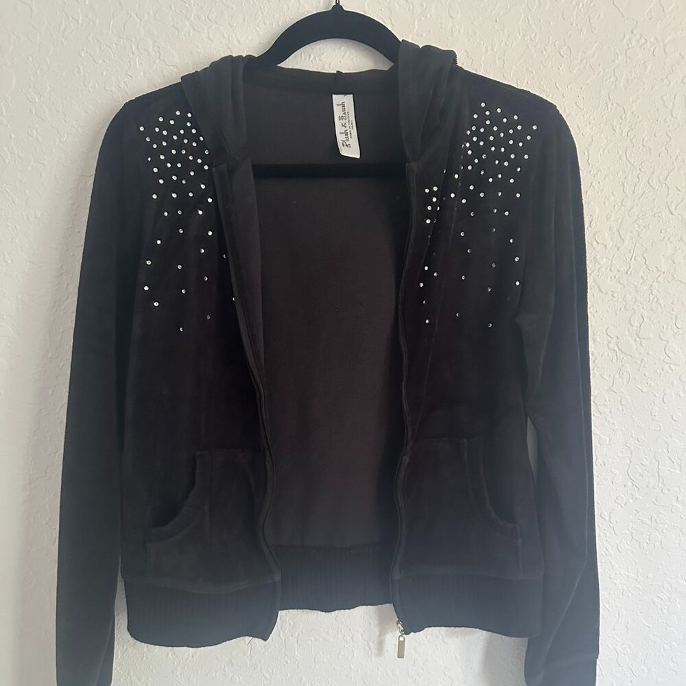 Victoria Secret Black Velour Tracksuit Sweater